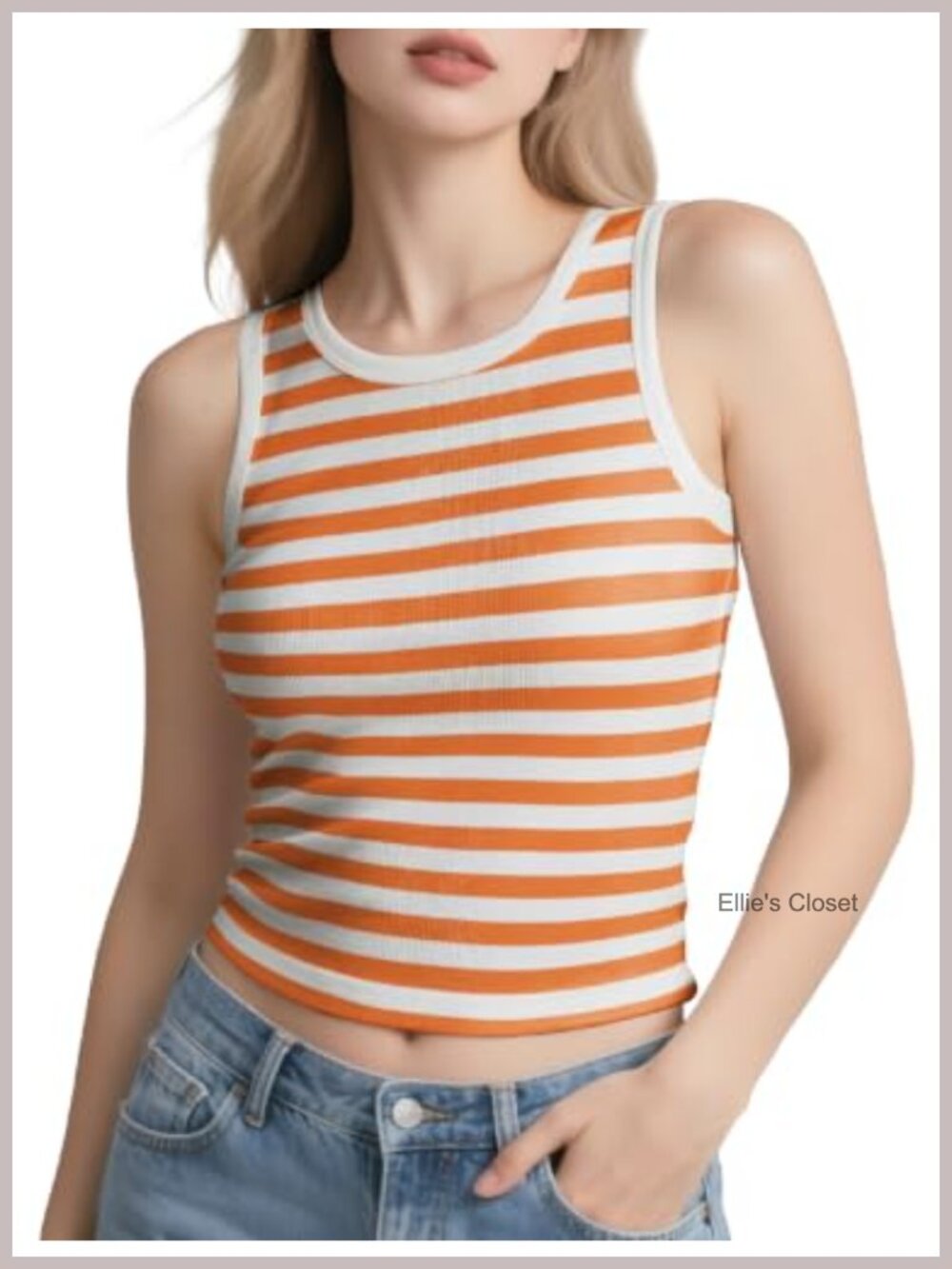 Striped Ribbed Knit Tank Top Sleeveless Cami Women Summer